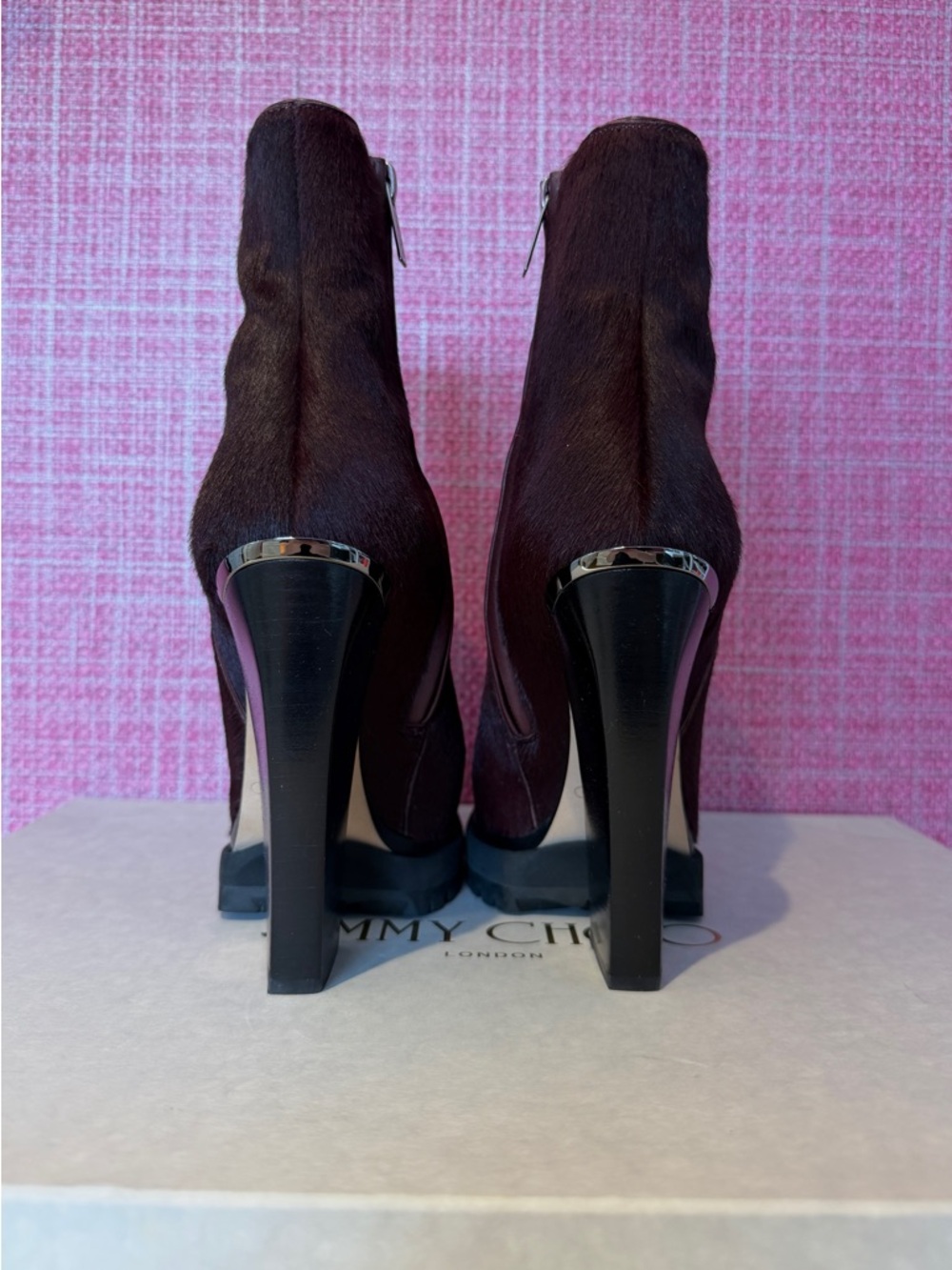 Jimmy Choo Madra 130 Pony Hair Boots – Bordeaux EU36 / US6 - Picture 5 of 10
